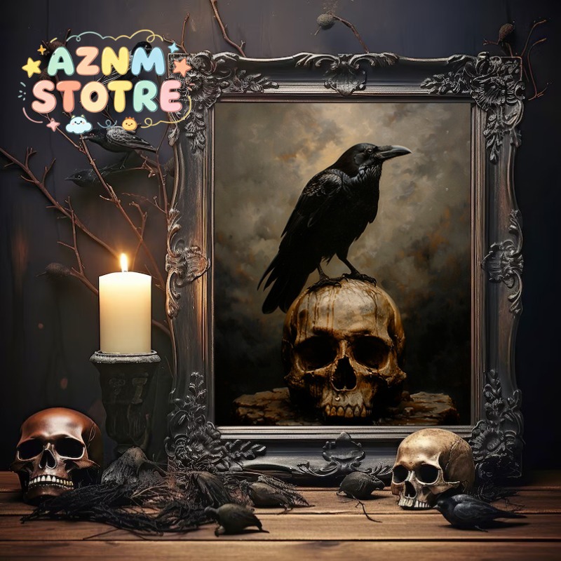 Home Decor Gothic - Dark Academia Antique Gothic Castle Wildflowers