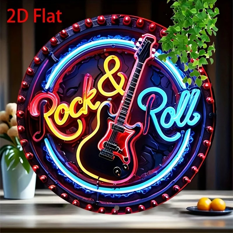 Home Decor Outside - A Vintage Rock Neon Sign, 2Dflat