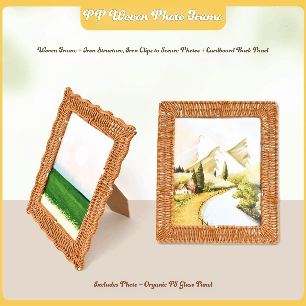 Boho Style Vintage Rattan Phot - Bamboo Photo Frame 评论和价格