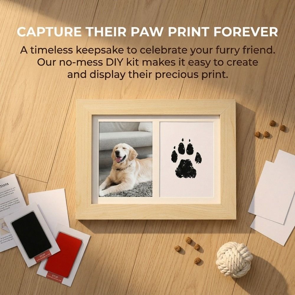 Wooden Pet Paw Print Kit Inkle - Bamboo Photo Frame 评论和价格
