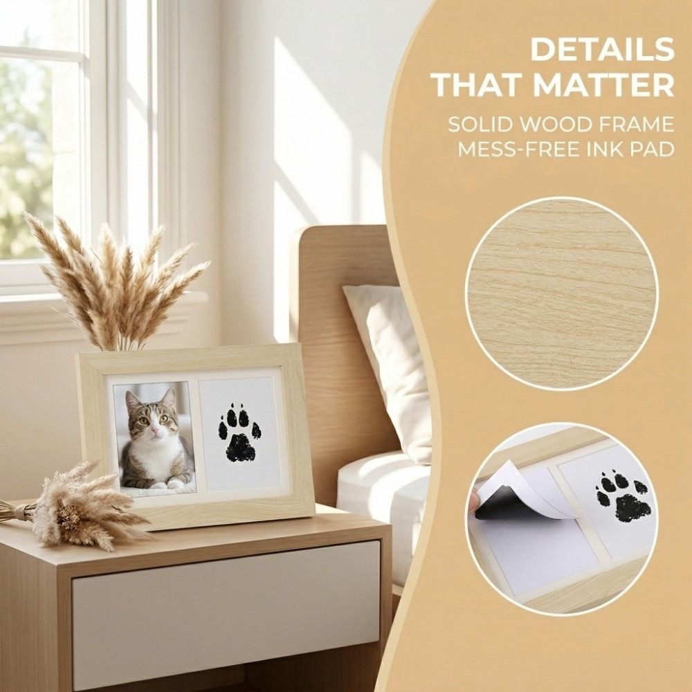 Wooden Pet Paw Print Kit Inkle - Bamboo Photo Frame 评论和价格
