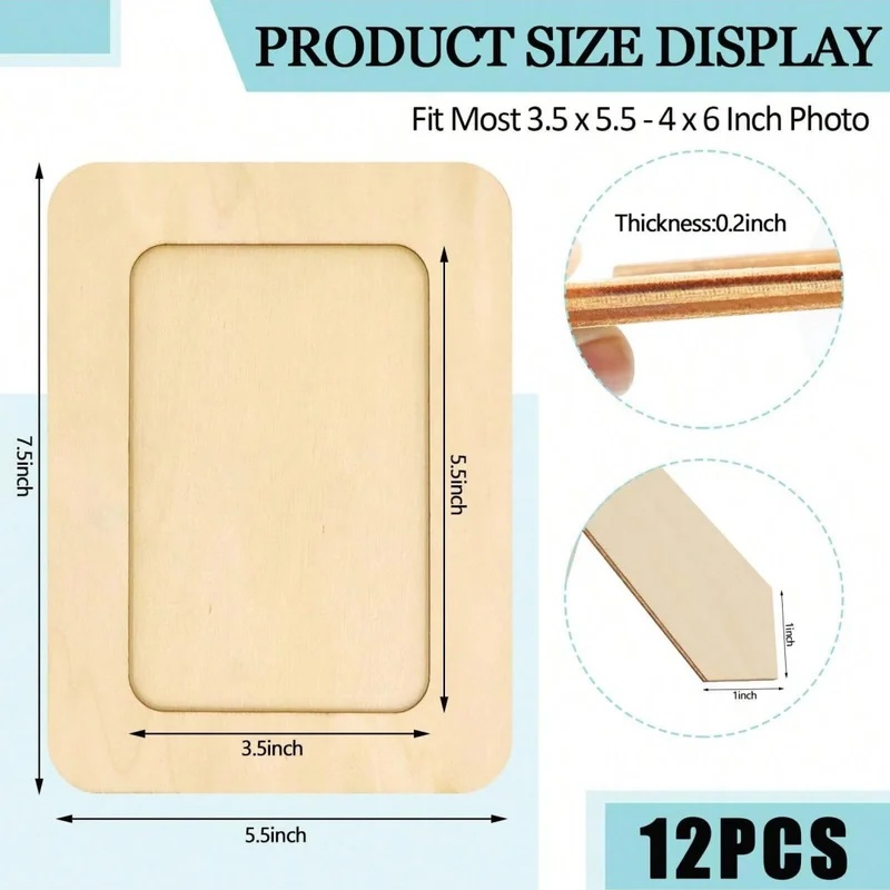 5Pcs Unfinished Wooden Frames  - Bamboo Photo Frame 评论和价格