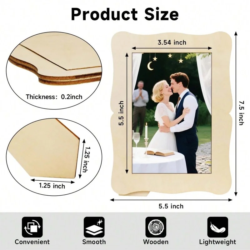 5Pcs Unfinished Wooden Frames  - Bamboo Photo Frame 评论和价格