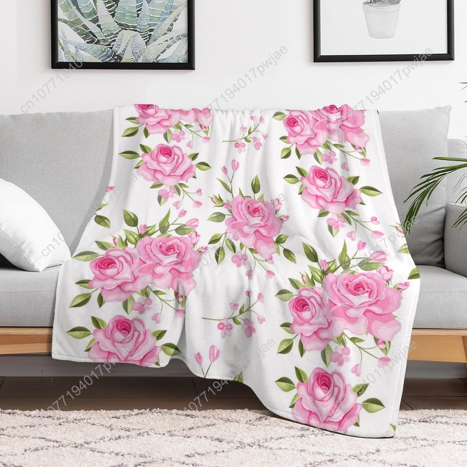 Pink Flower Throw Blanket Flor - Home Decor Luxury 评论和价格