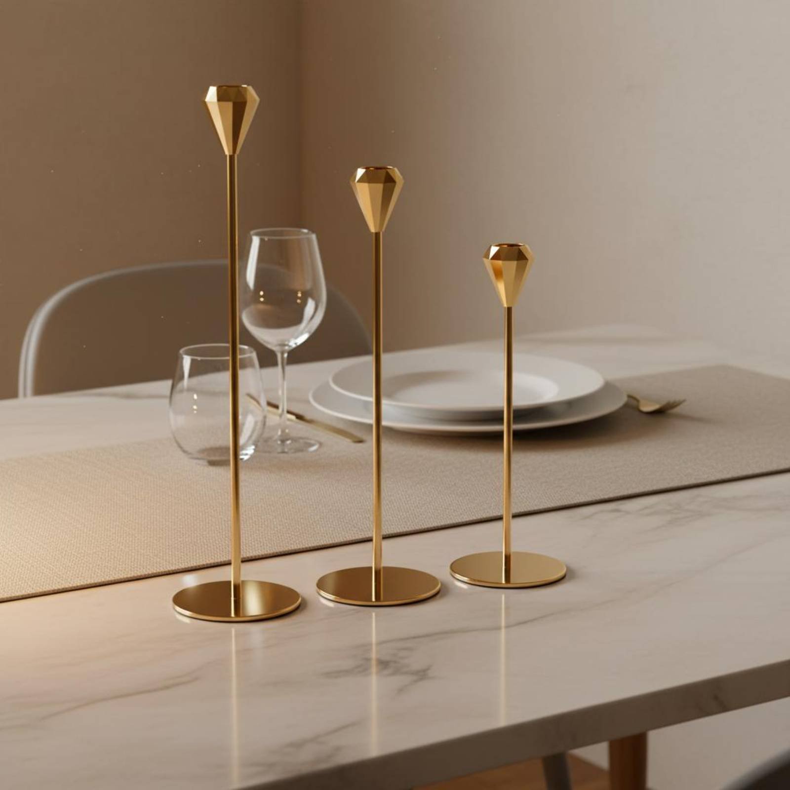 3 Pieces Crystal Top Candlesti - Home Decor Luxury 评论和价格