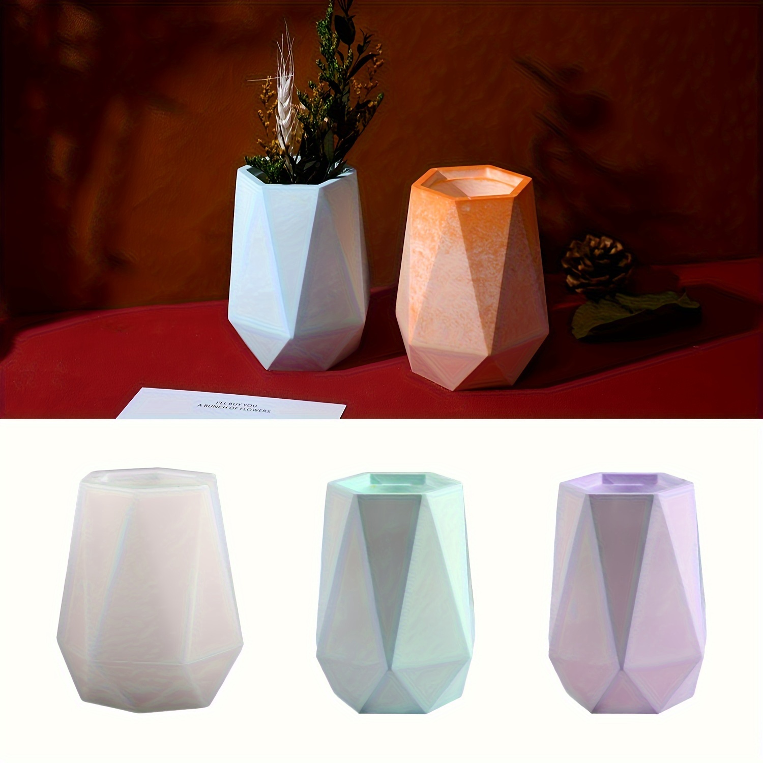 Diy6 Side Cut Side Vase Silico - Home Decor Handicraft 评论和价格
