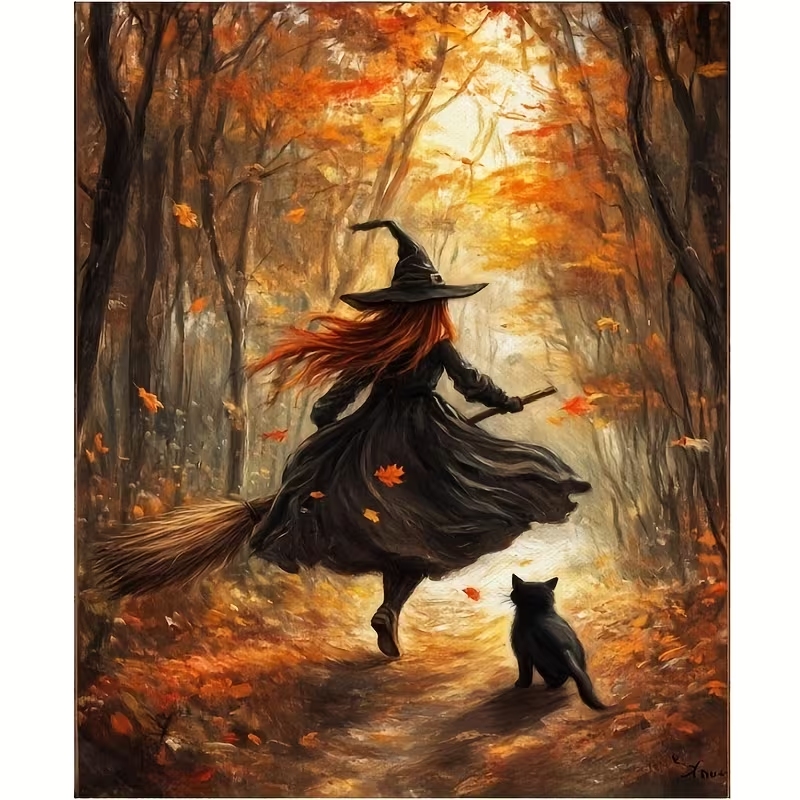 Retro Alloween Autumn Witch On - Home Decor Reviews 评论和价格
