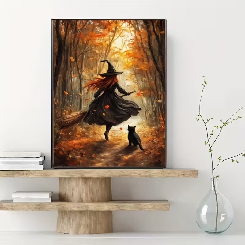 Retro Alloween Autumn Witch On - Home Decor Reviews 评论和价格