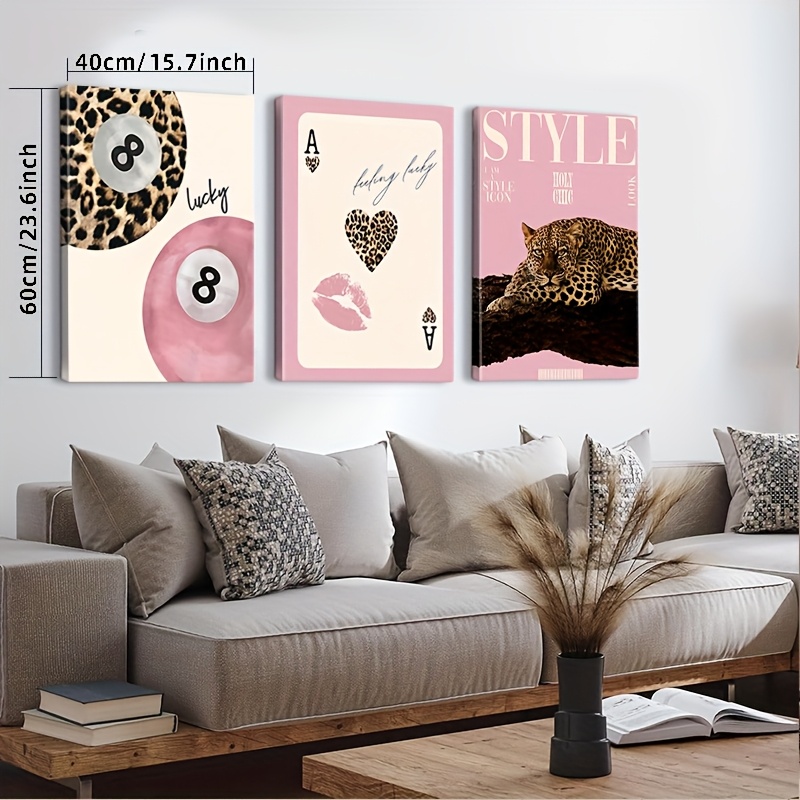 3pcs Leopard Cheetah Canvas Wa - Home Decor Luxury 评论和价格