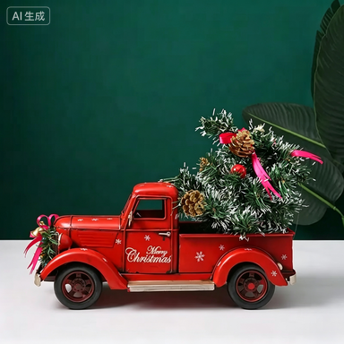 FY Vintage Red Christmas Truck - Home Decor Handicraft 评论和价格