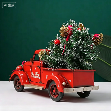 FY Vintage Red Christmas Truck - Home Decor Handicraft 评论和价格