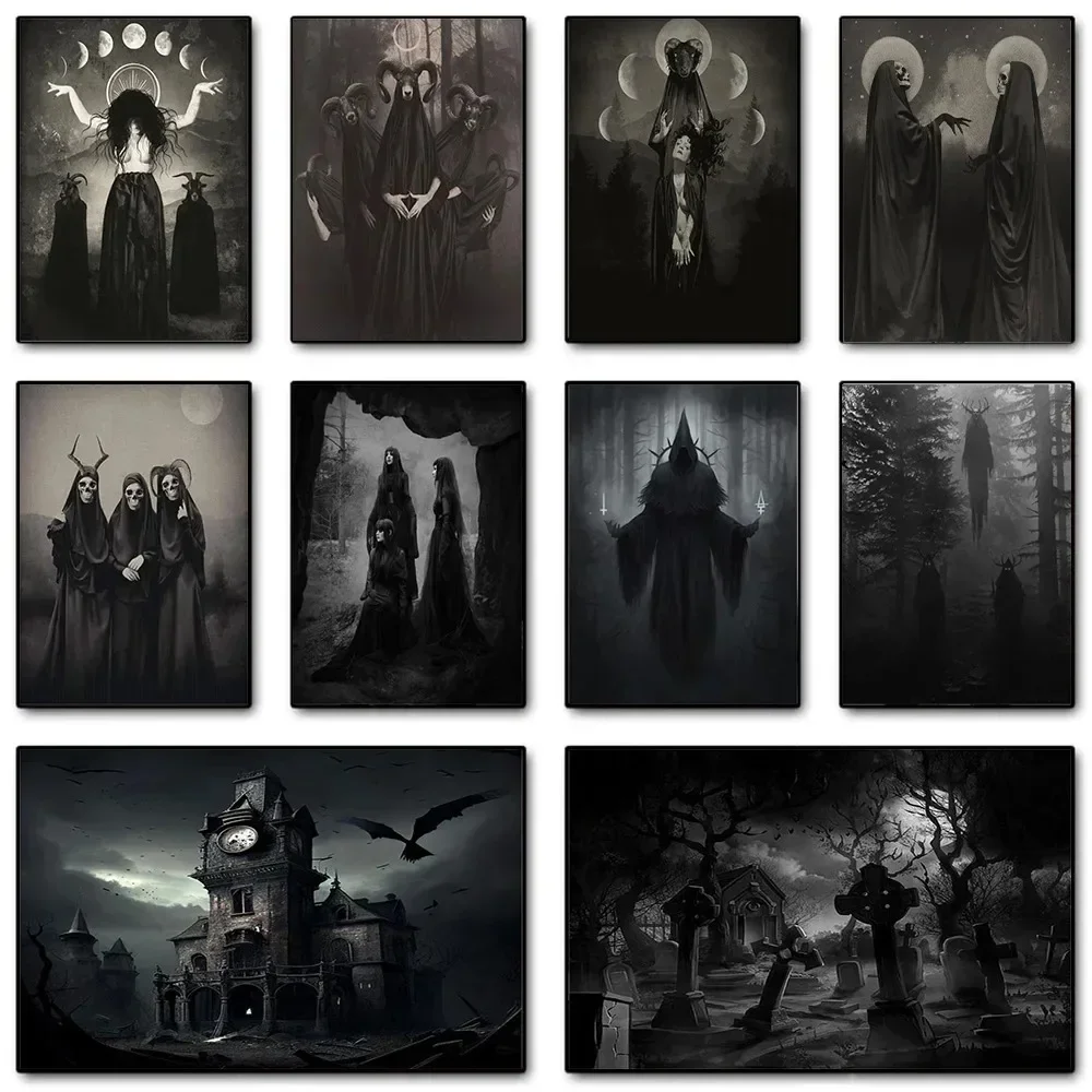 Dark Academia Art Black Death  - Home Decor Gothic 评论和价格